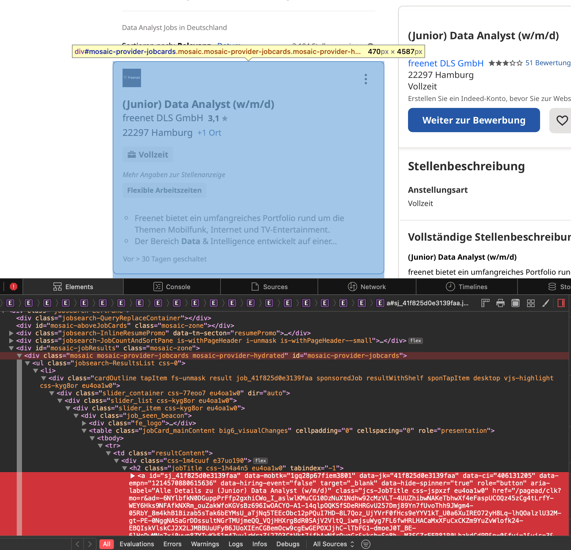 Inspecting page element