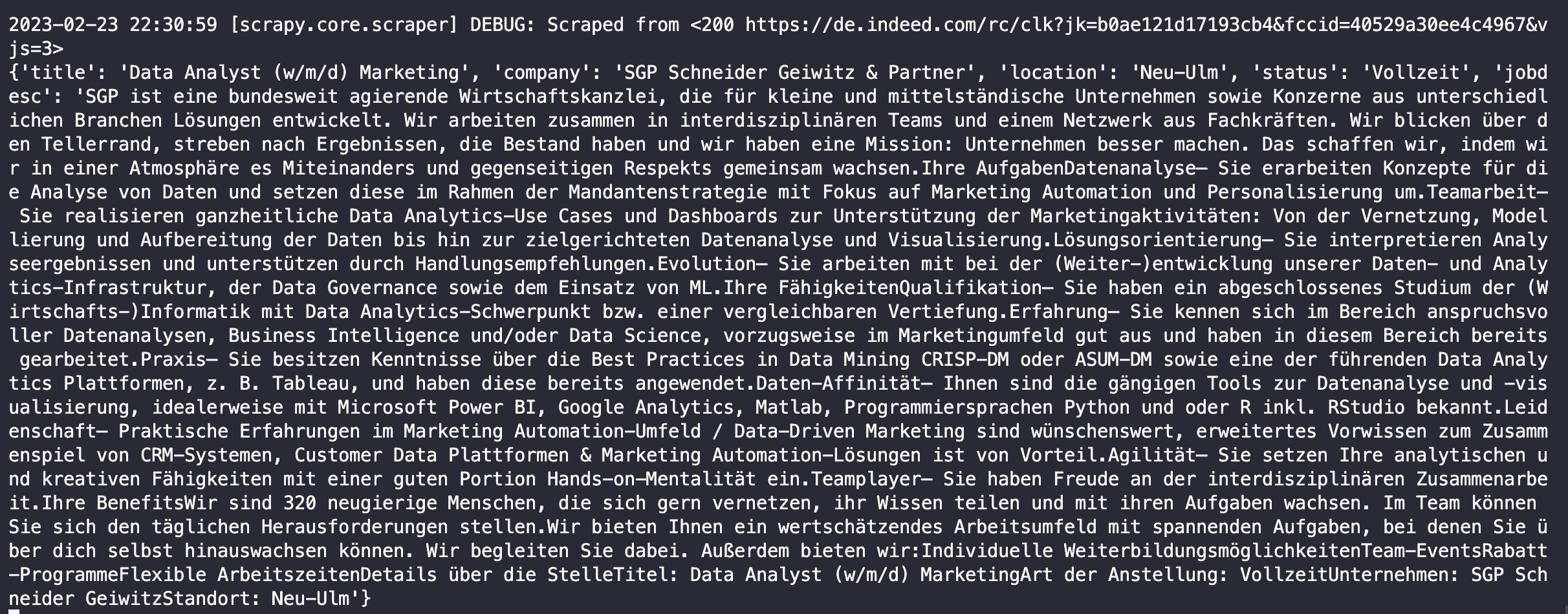 Scraping indeed.com page